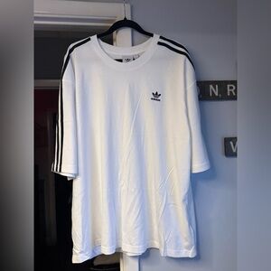 Adidas White Oversized Tee with Black Stripes